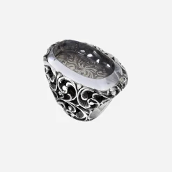 Maria e Luisa Jewels Anelli Con Pietre<Anello con pietra ovale e piastra damascata