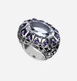 Maria e Luisa Jewels Anelli Con Pietre<Anello con pietra ovale e pietre a corona