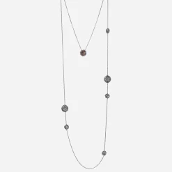 Maria e Luisa Jewels Collane Multifilo | Collane Con Pietre<Collana lunga a due catene, bottoni grandi e piccoli argento e pietra