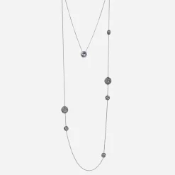 Maria e Luisa Jewels Collane Multifilo | Collane Con Pietre<Collana lunga a due catene, bottoni grandi e piccoli argento e pietra