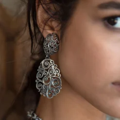 Maria e Luisa Jewels Orecchini In Argento<ORECCHINI OPERA IN ARGENTO BRUNITO INTARSIATO