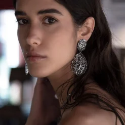 Maria e Luisa Jewels Orecchini In Argento<ORECCHINI OPERA IN ARGENTO BRUNITO INTARSIATO