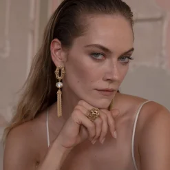 Maria e Luisa Jewels Orecchini Pendenti | Orecchini Con Pietre<Orecchini pendenti dorati a cascata